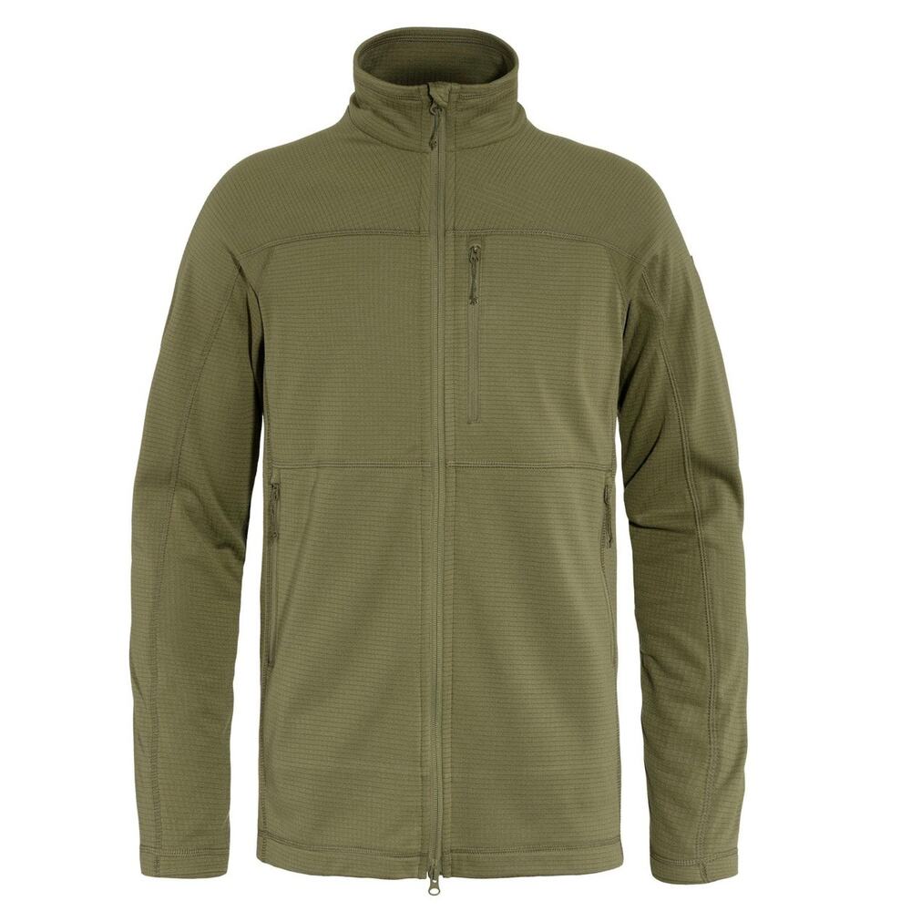 Fjallraven Men’s Abisko Lite Fleece Jacket Olive Green Full Zip Sweater Large